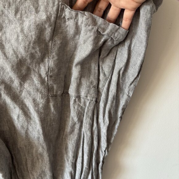 Linen Fairy Tales Overalls Womens 100% Linen Gray Lagenlook SEE MEASUREMENTS! - Picture 9 of 14